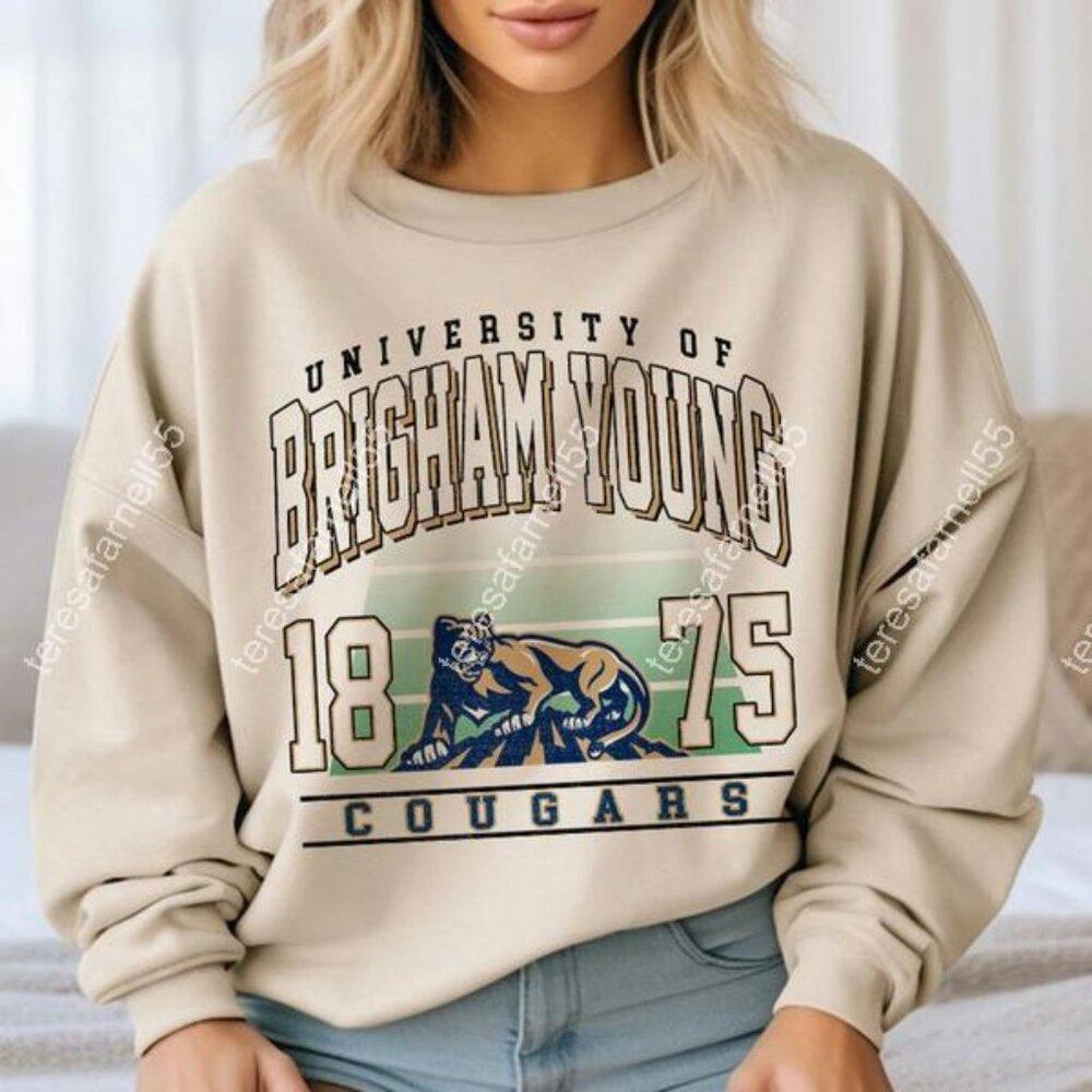 Brigham Young Football Sweatshirt, Brigham Young Cougars Mascot 1875